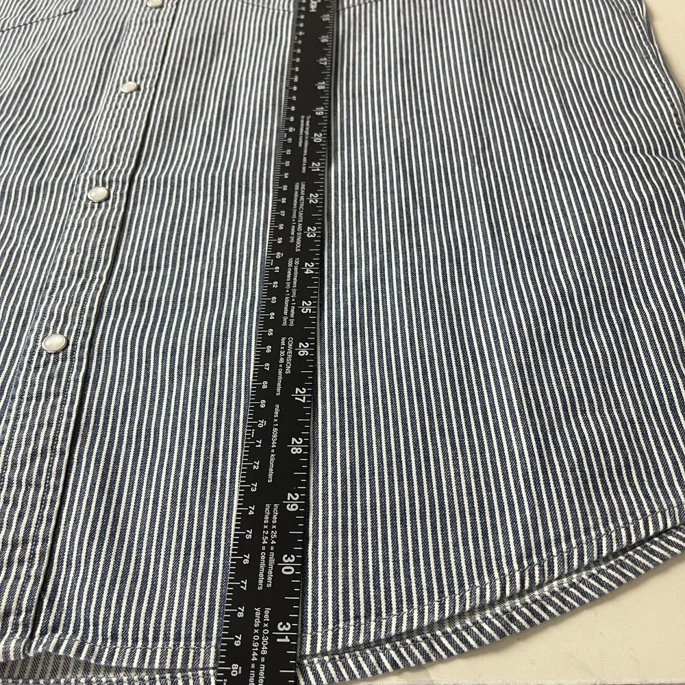 Levis Shirt Mens 2XL Blue Denim Western Pearl Snap Hickory Stripe Cowboy Ranch